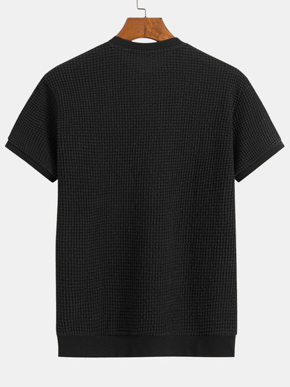 Kortärmad T-shirt med våffelmönster och ribbad nederkant