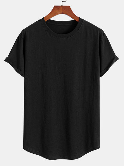3-pack t-shirts i bomull med rundad nederkant