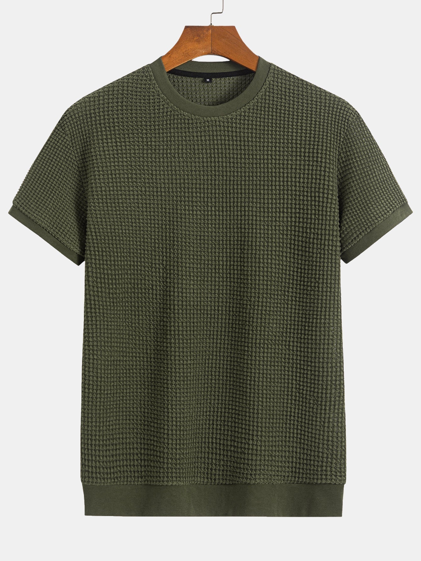 Kortärmad T-shirt med våffelmönster och ribbad nederkant