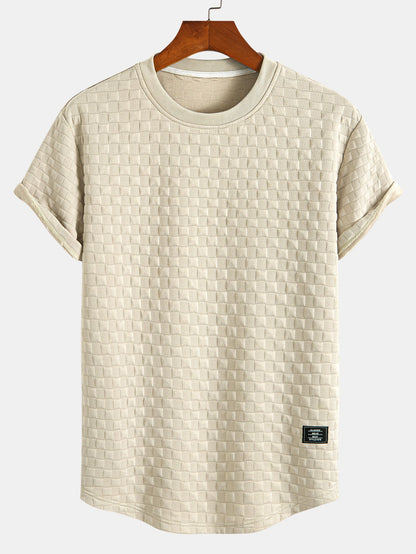 Schackrutig Jacquard Rundad Kant T-Shirt