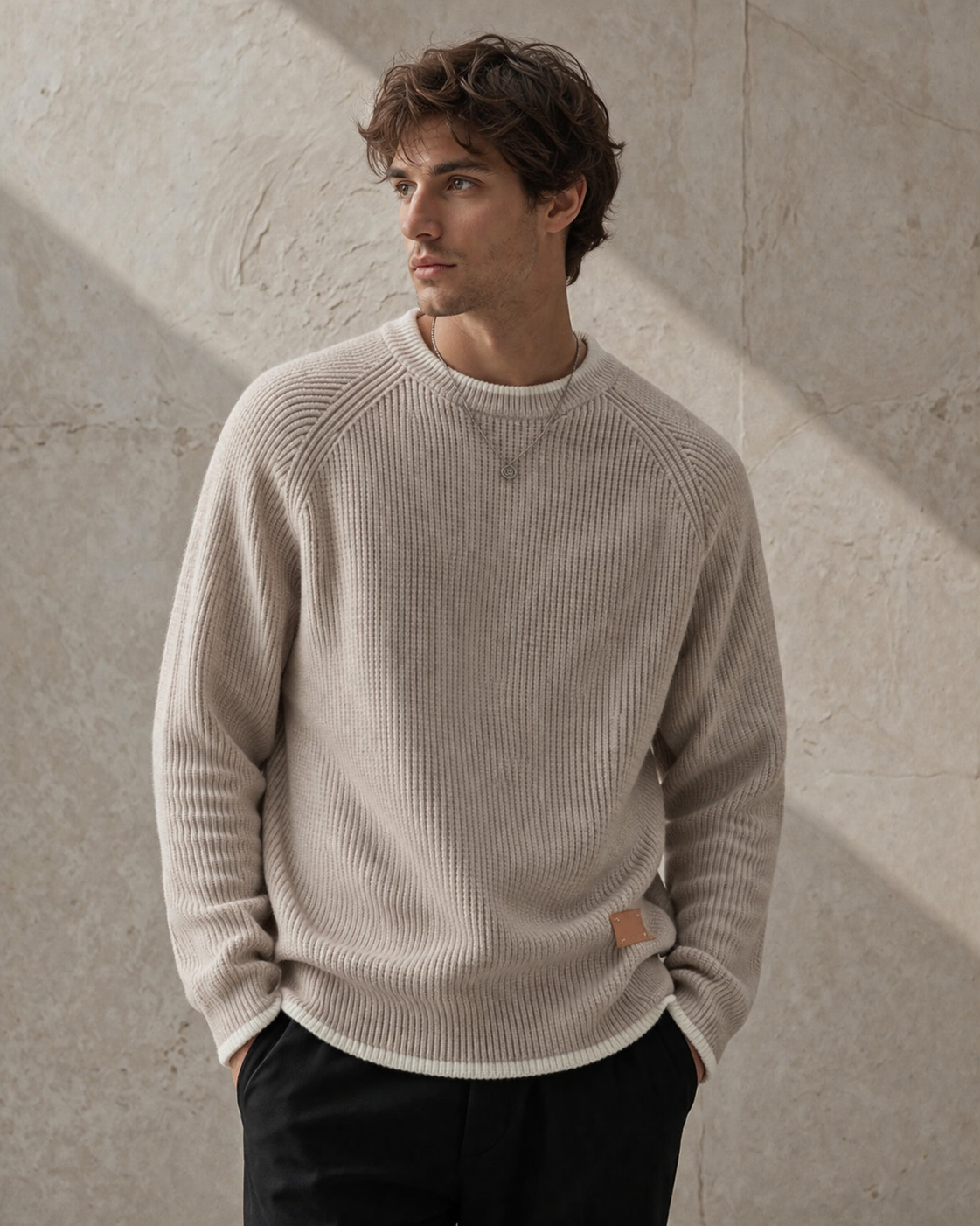 Ribbed Knit Crewneck Sweater