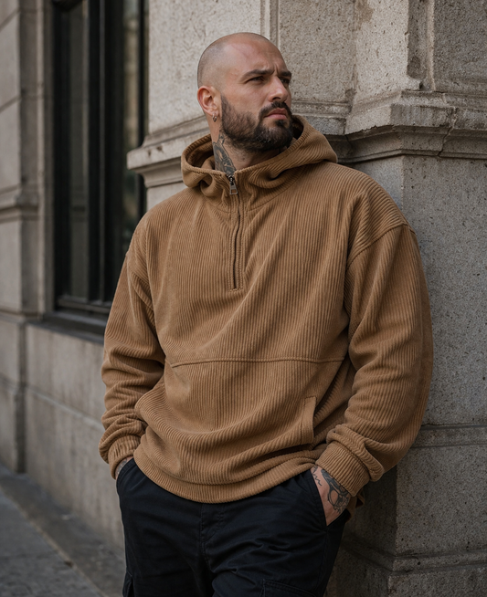 Corduroy Quarter-Zip Hoodie