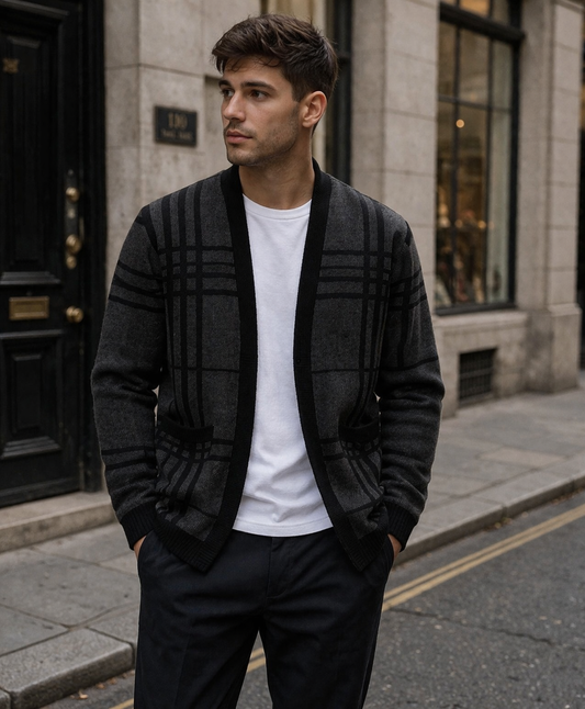 Charter Plaid Knit Cardigan