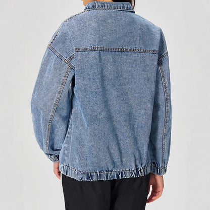 Dam Lös Tröja Fritids Skjorta i Denim