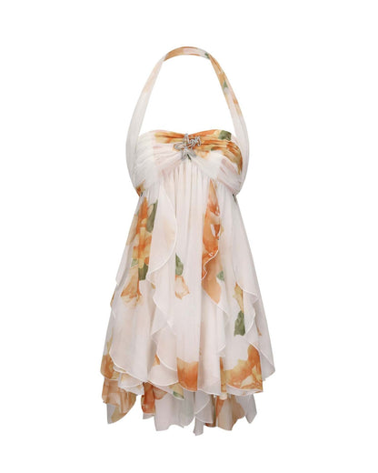 Printed French Tube Fairy Dress Vacation Dresses