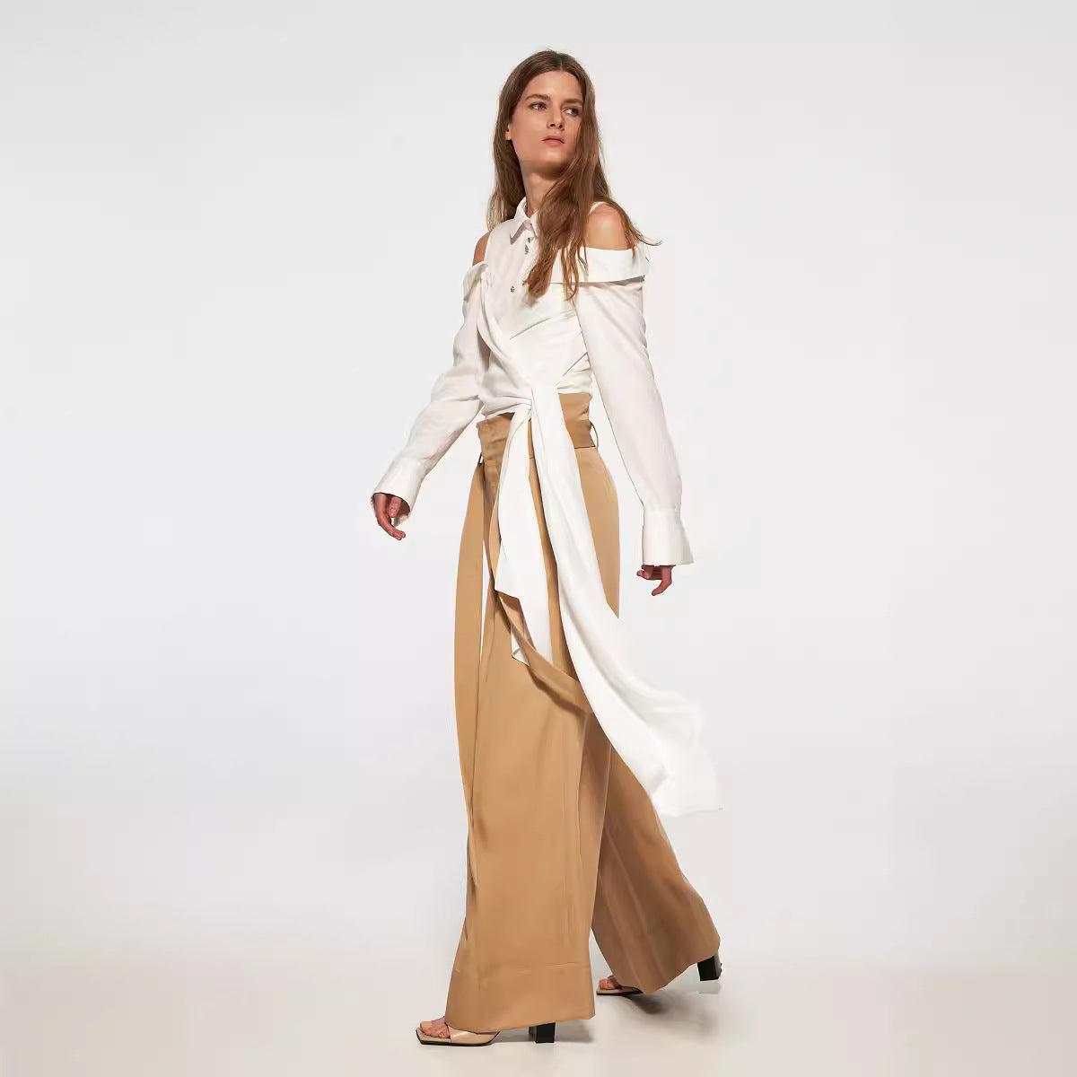Damstil Vintage Skjorta Elegant Mångsidig Lång Blus