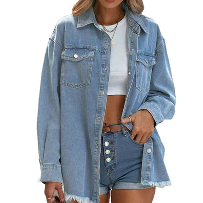 Jeansskjorta Personlig Street Style Frayed Jackor
