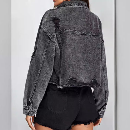 Jeansjackor för damer – trendiga, slitna med fransad nederkant – höstmode