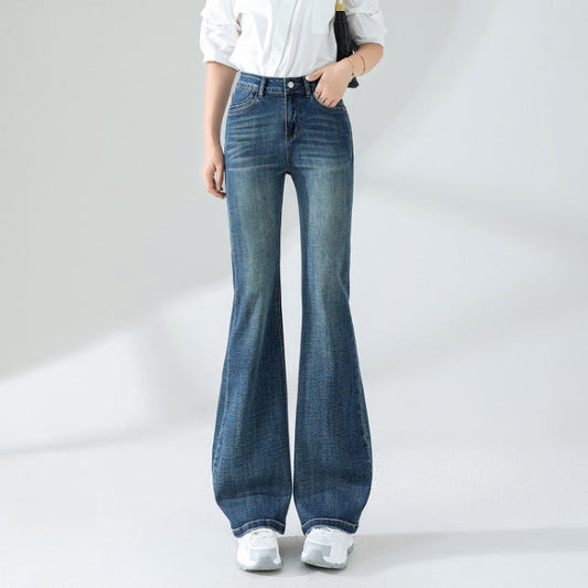Dam fleecefodrade, förtjockade, smala högmidjade stretchjeans för hösten