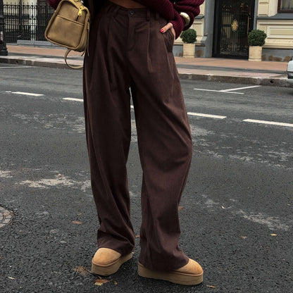 Dam retro manchesterbyxor lösa vardagsbyxor