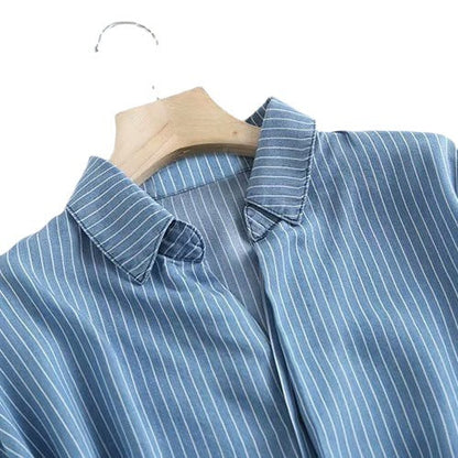 Kvinnors sommar supersoft skjortstil denimblusar