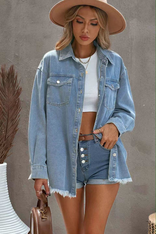 Jeansskjorta Personlig Street Style Frayed Jackor