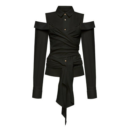 Damstil Vintage Skjorta Elegant Mångsidig Lång Blus