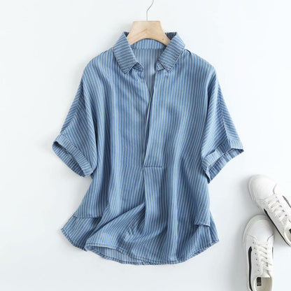 Kvinnors sommar supersoft skjortstil denimblusar