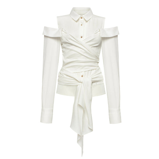 Damstil Vintage Skjorta Elegant Mångsidig Lång Blus