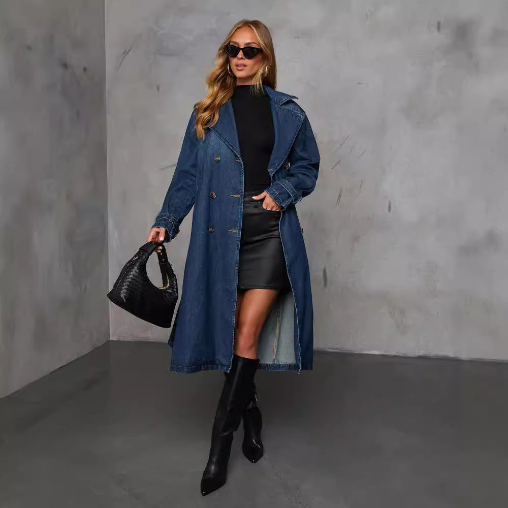 Dam Höstmode Fritid Retro Elegant Jeansjackor