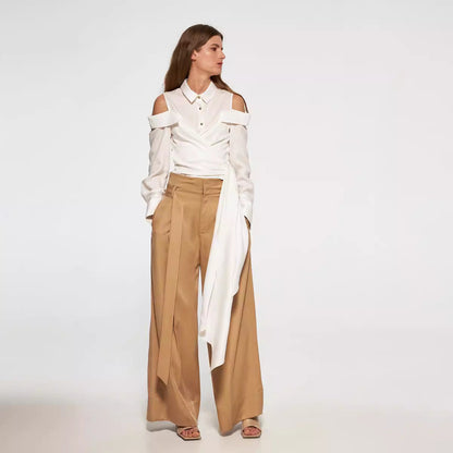 Damstil Vintage Skjorta Elegant Mångsidig Lång Blus