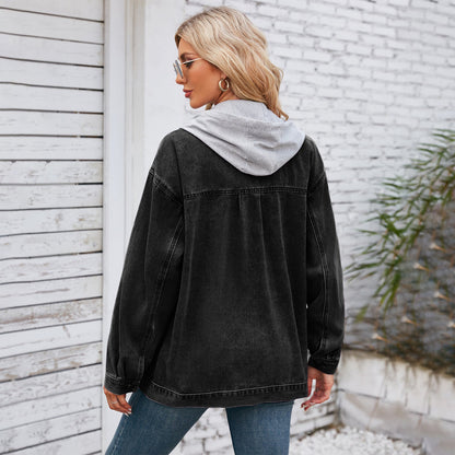 Damers lediga kreativa retro-jeansjackor i tvättad denim