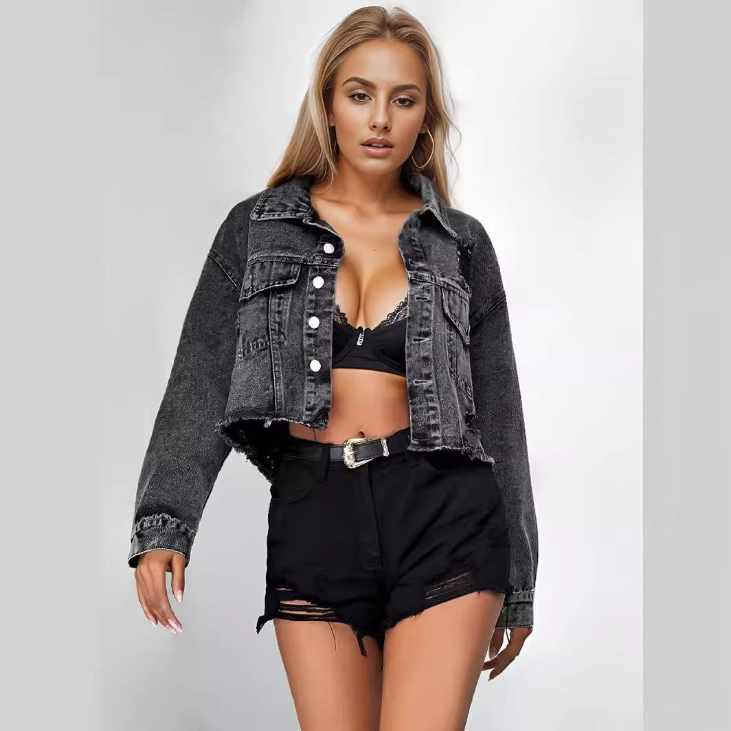 Jeansjackor för damer – trendiga, slitna med fransad nederkant – höstmode