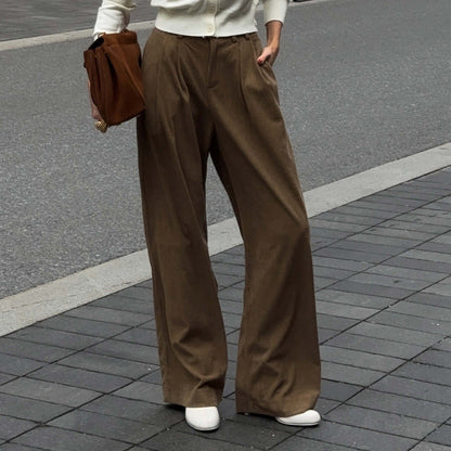 Dam retro manchesterbyxor lösa vardagsbyxor