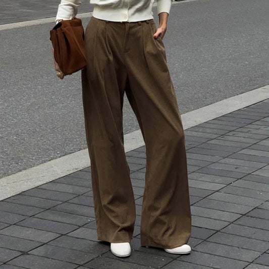 Dam retro manchesterbyxor lösa vardagsbyxor