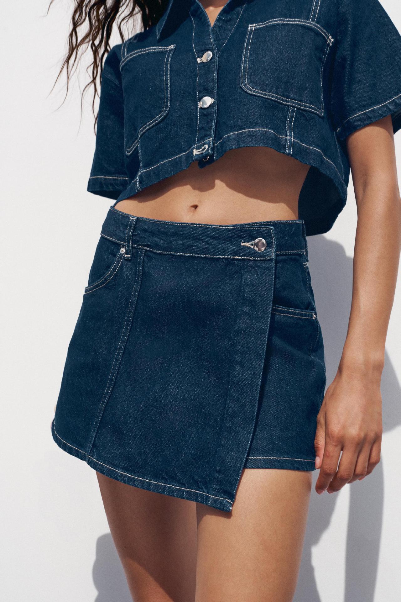 Jeansskjorta culottes modetvådelad sommarblusar