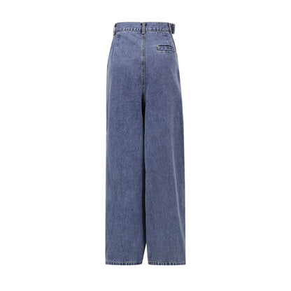 Women's Fashion Personality Summer Trendy Pleated Stitching Jeans