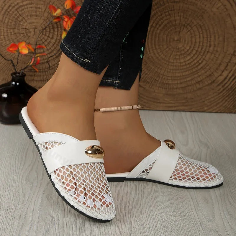 Golden Charm Fishnet-sandaler