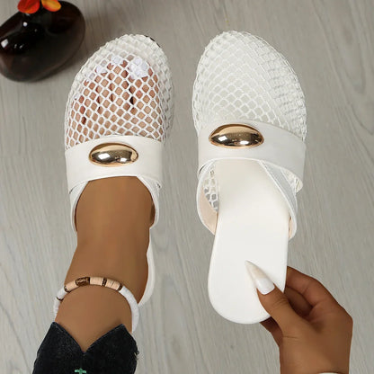Golden Charm Fishnet-sandaler