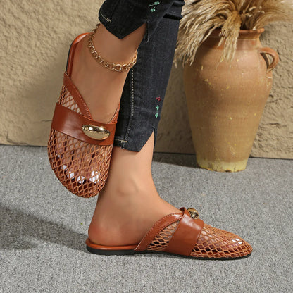 Golden Charm Fishnet-sandaler