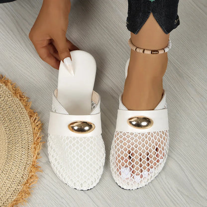 Golden Charm Fishnet-sandaler