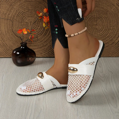Golden Charm Fishnet-sandaler