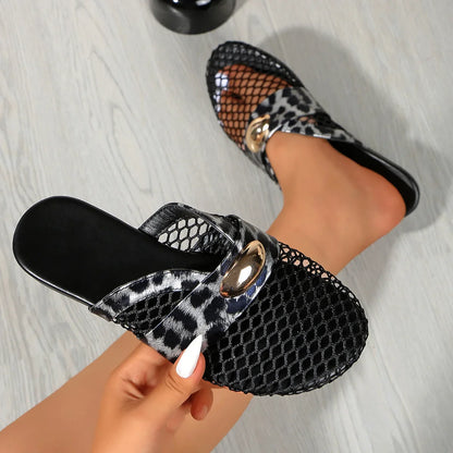 Golden Charm Fishnet-sandaler