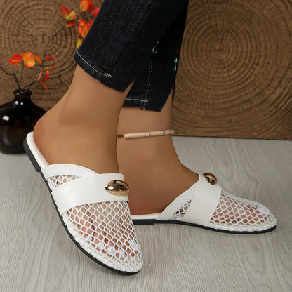 Golden Charm Fishnet-sandaler