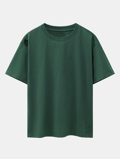 Enkel tung oversize-t-shirt med nedhasade axelsömmar