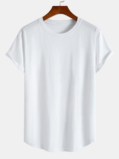 3-pack t-shirts i bomull med rundad nederkant