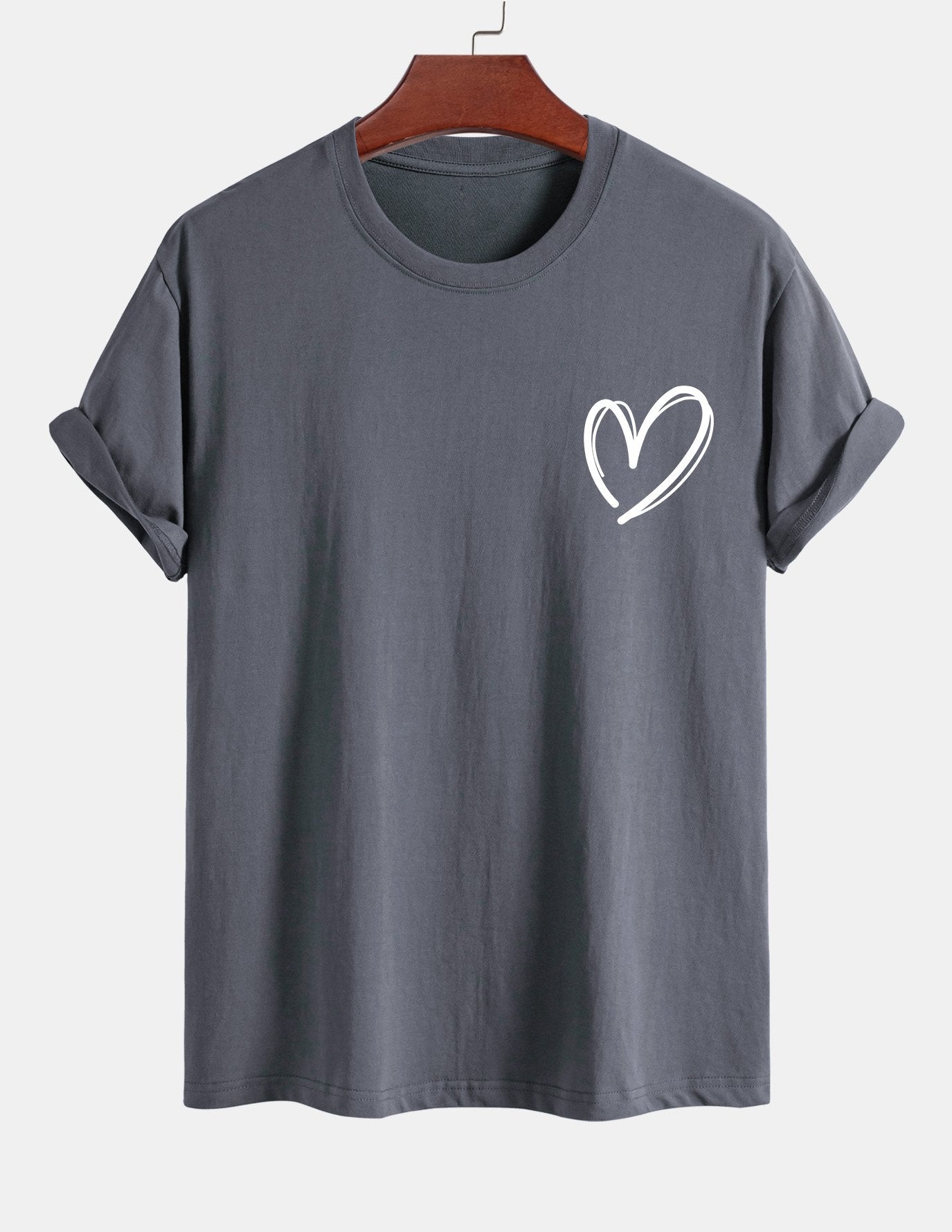 T-shirt i bomull med hjärtmönster och normal passform