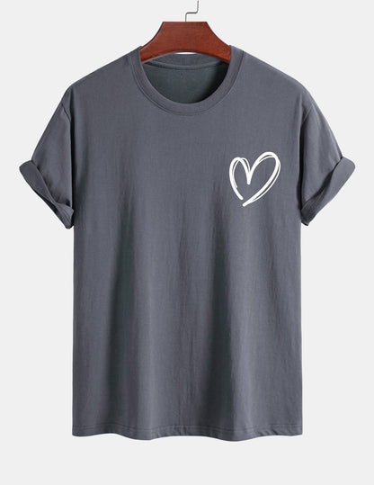 T-shirt i bomull med hjärtmönster och normal passform