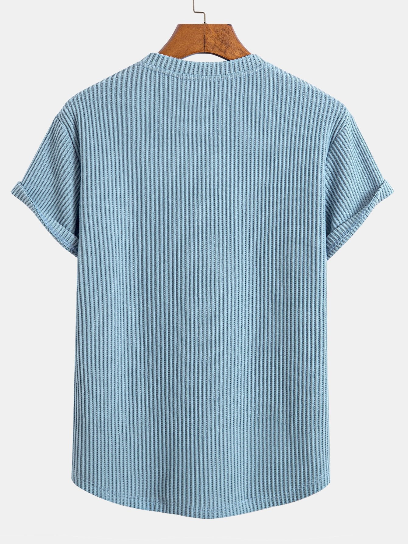 Stickad våfflad t-shirt med rundad nederkant