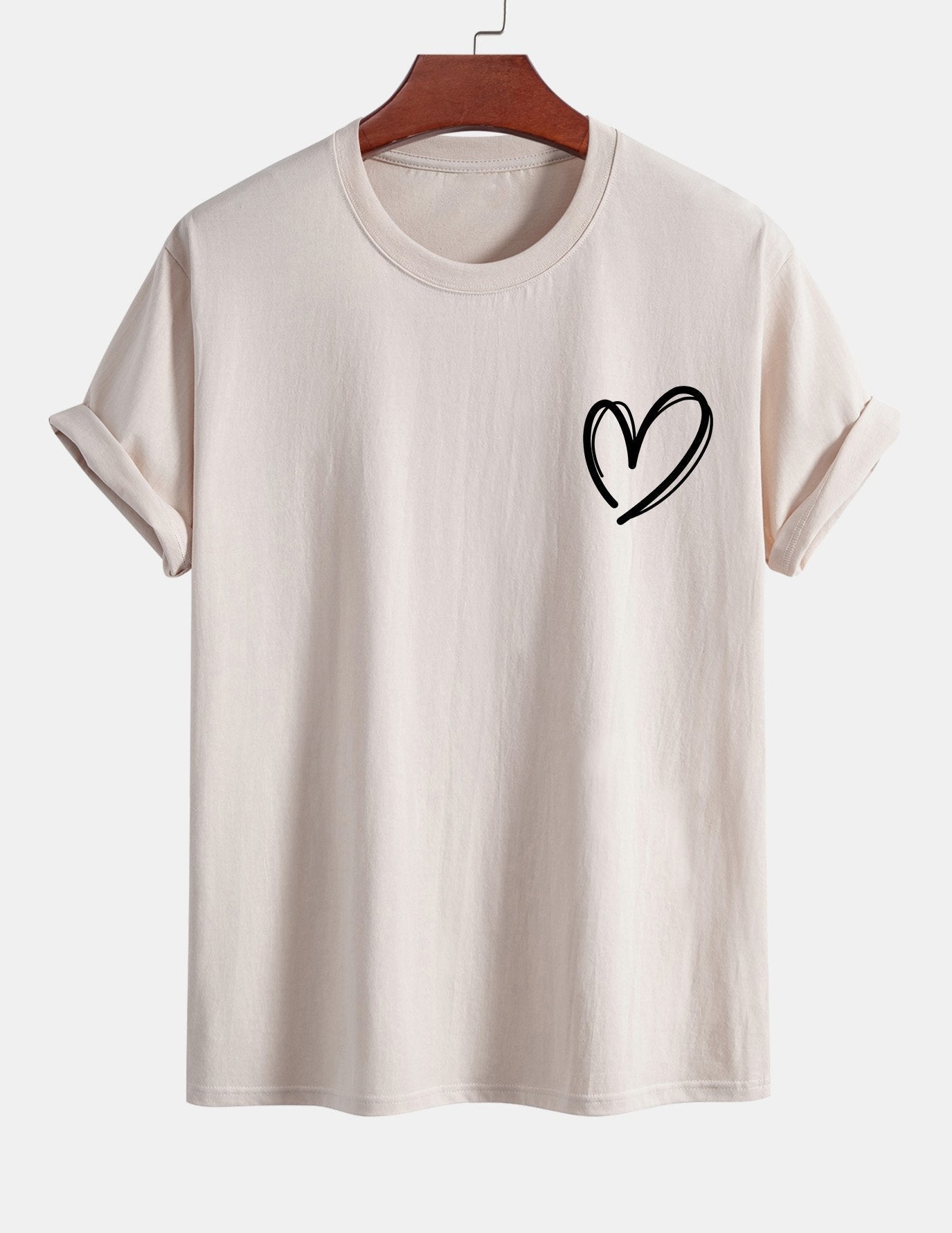 T-shirt i bomull med hjärtmönster och normal passform