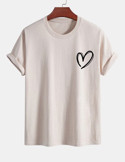 T-shirt i bomull med hjärtmönster och normal passform