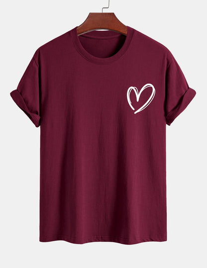 T-shirt i bomull med hjärtmönster och normal passform