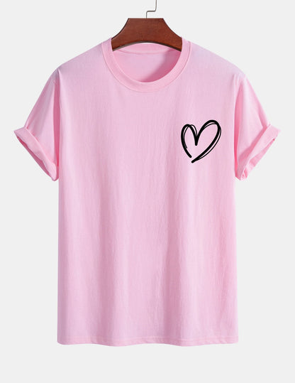 T-shirt i bomull med hjärtmönster och normal passform