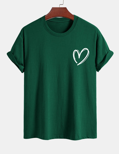 T-shirt i bomull med hjärtmönster och normal passform