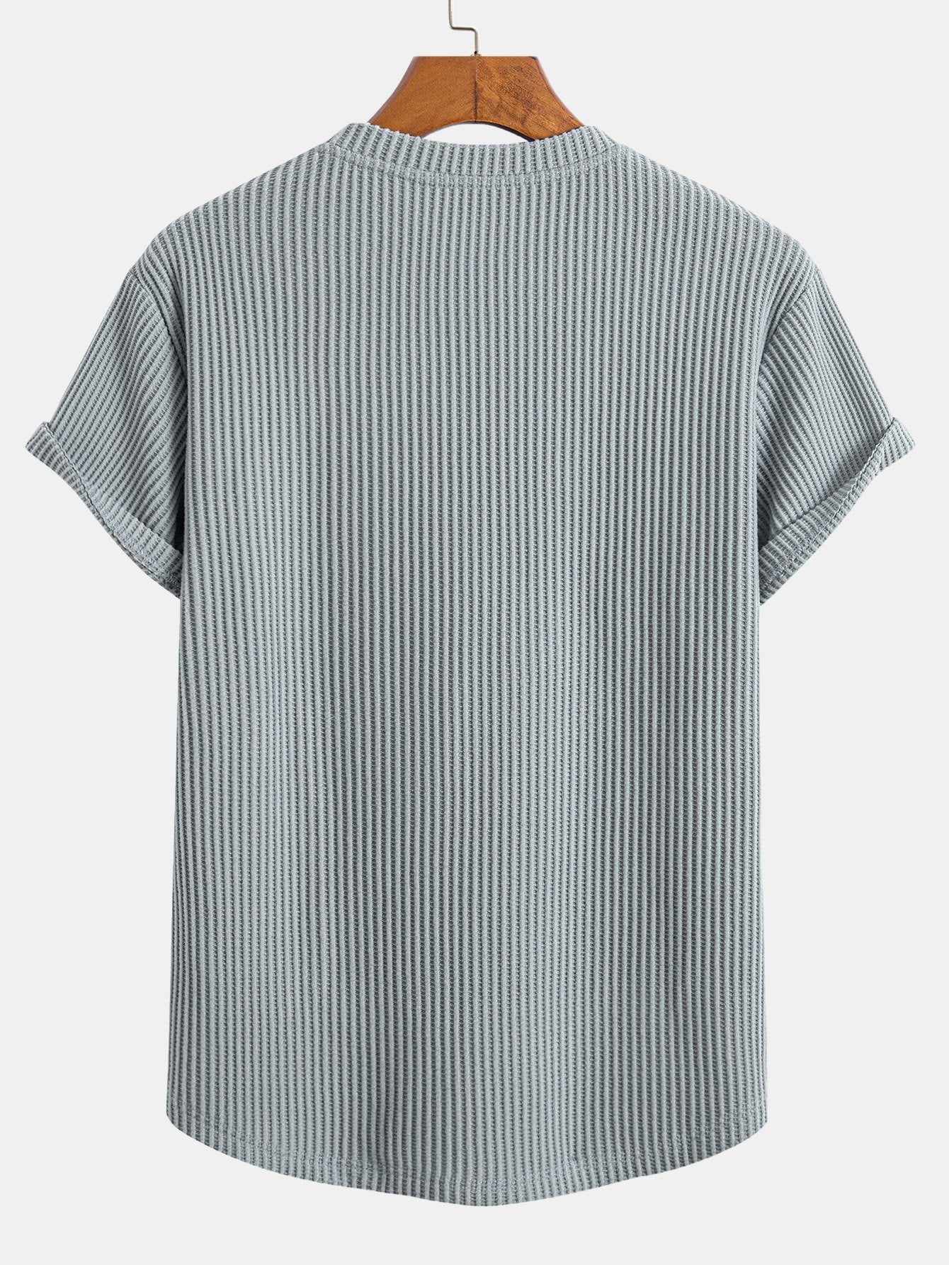 Stickad våfflad t-shirt med rundad nederkant