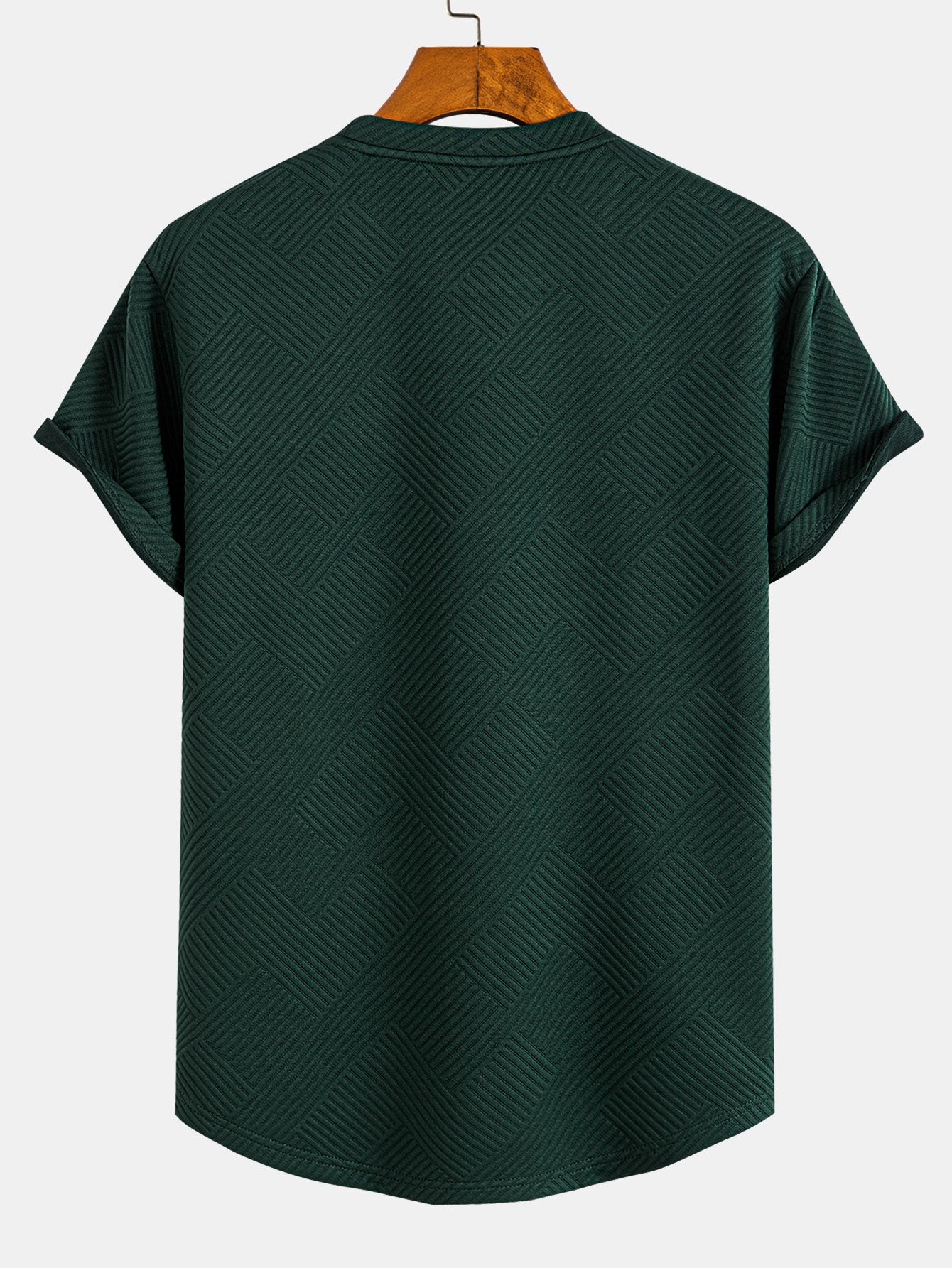 Kortärmad randig jacquard T-shirt med bågad nederkant