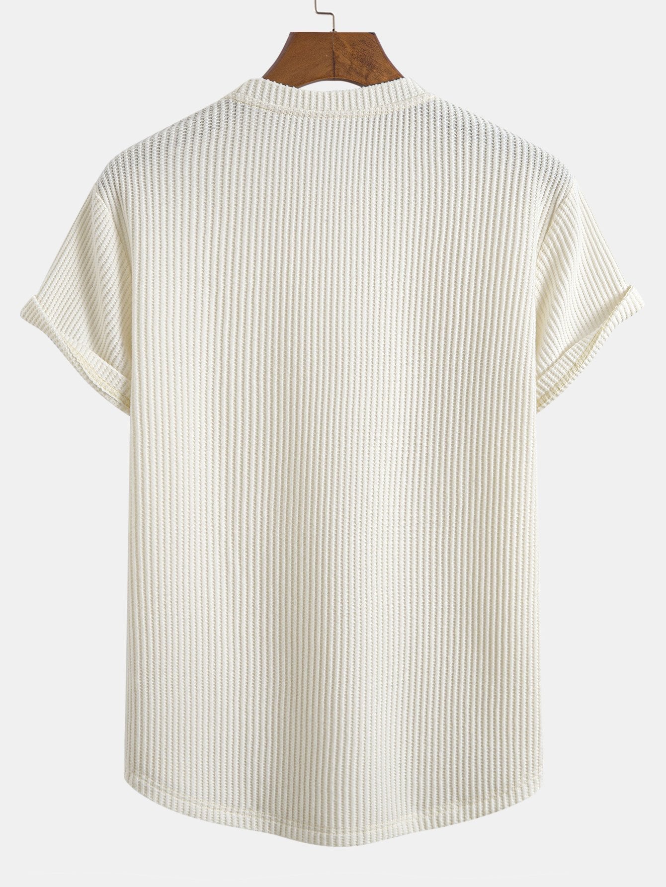 Stickad våfflad t-shirt med rundad nederkant