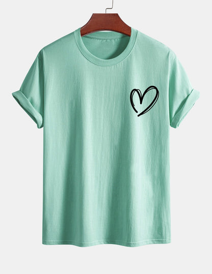 T-shirt i bomull med hjärtmönster och normal passform