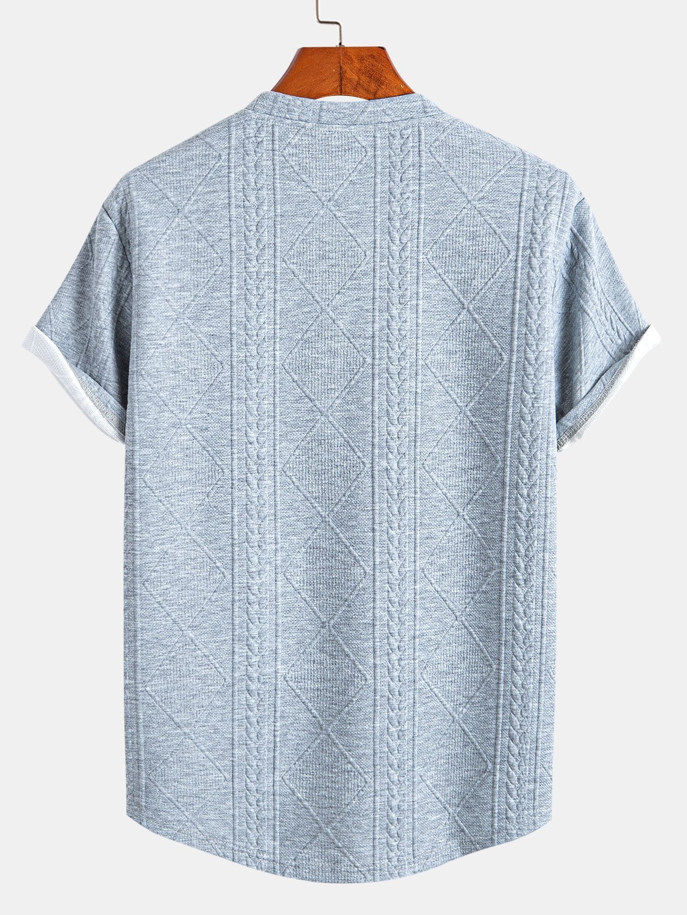 Kortärmad geometrisk jacquard-t-shirt med rundad nederkant