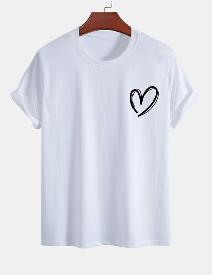 T-shirt i bomull med hjärtmönster och normal passform